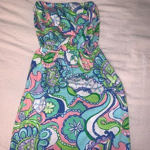 Lilly Pulitzer colorful strapless dress